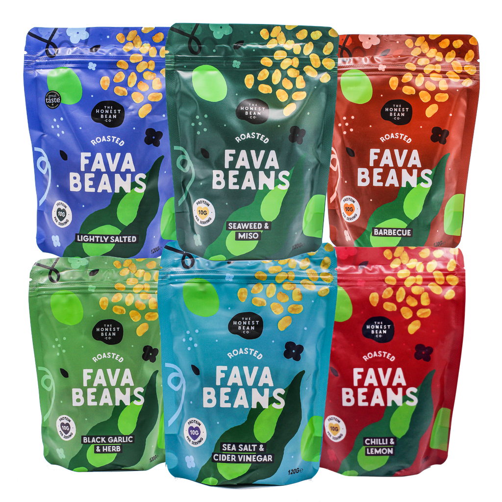 6 bags of fava beans in 6 flavours